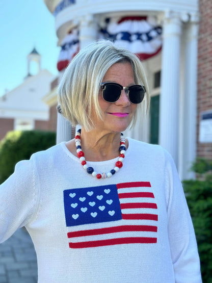 LULU-B WHITE FLAG SWEATER