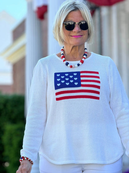 LULU-B WHITE FLAG SWEATER
