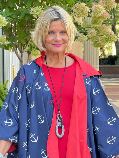Navy / Red Reversible Rain Cape - Anchor Collection
