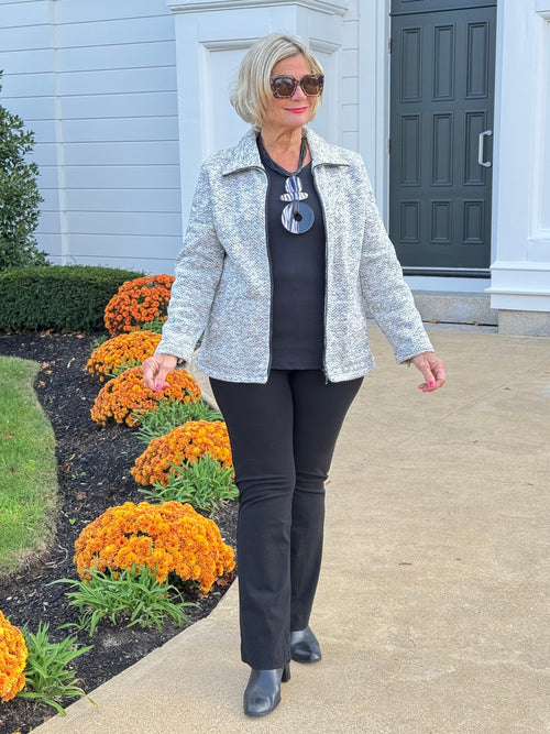 STYLING TWEED FULL ZIPPER JACKET
