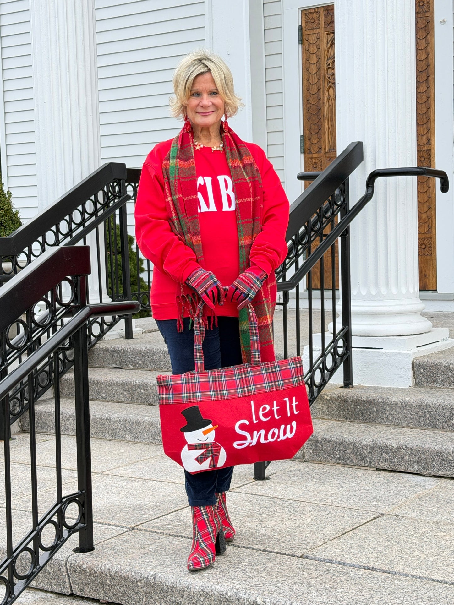 RED SKI BUM Suede-Like Flocked Logo Heavyweight Sweatshirt