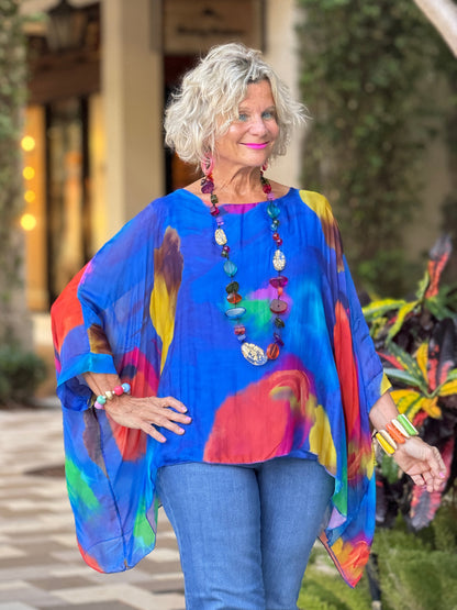 Sofia Sunrise Royal Blue Silk top