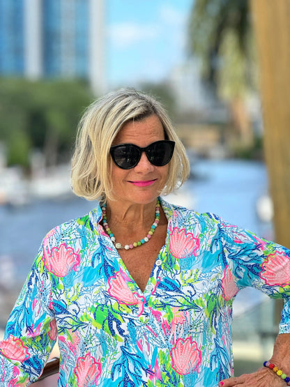SEASHELL PINK AND BLUE TUNIC