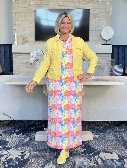 PALM BEACH  GARDEN RUFFLE MAXI DRESS