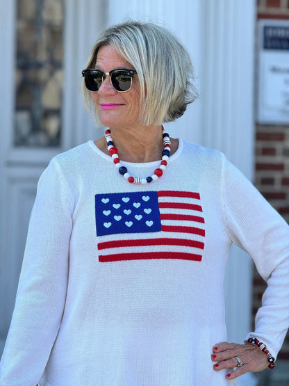 LULU-B WHITE FLAG SWEATER