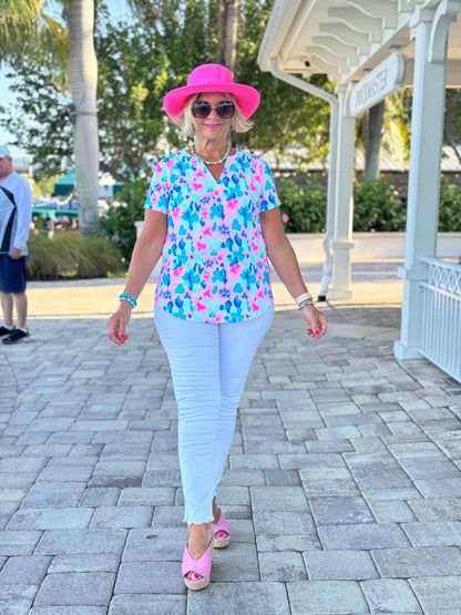 PINK PETALS SHORT SLEEVE TOP