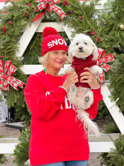 Red Snow Pom Hat