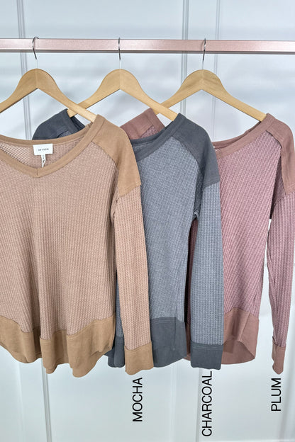 Heat Of The Moment Women's Waffle Knit Long Sleeve Top