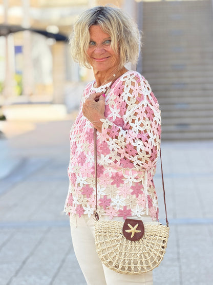 Natural, Paper Straw Crossbody