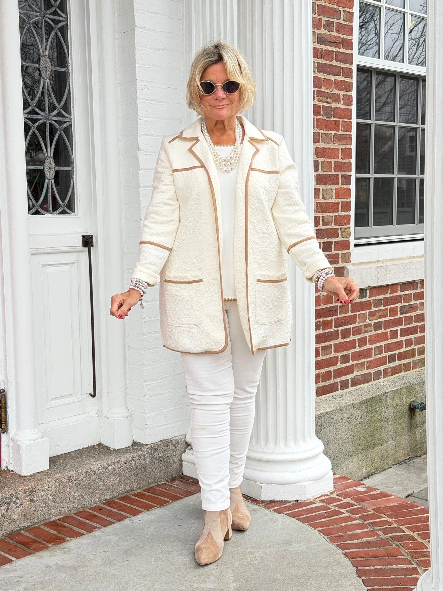 Piping Quilted Shearling Jacket
