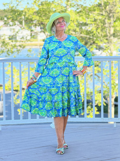 SEAG GLASS TREASURE V Neck RUFFLE DRESS
