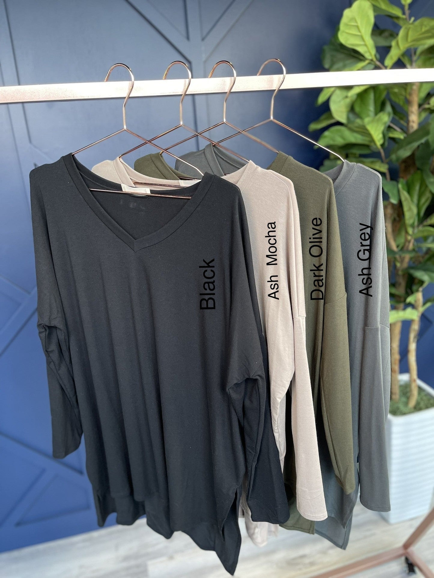 Women's V-Neck Layering Long Sleeve Tunic Top