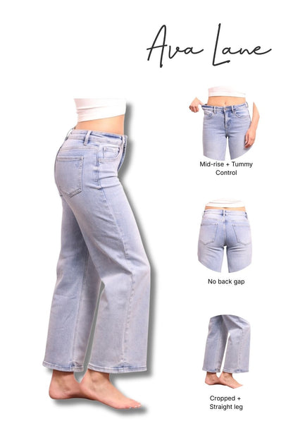 The Becky Mid-Rise Tummy Control Straight Leg Jeans
