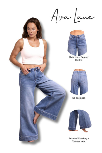 The Billy High-Rise Tummy Control Extreme Wide Leg Jeans - Three Inseams