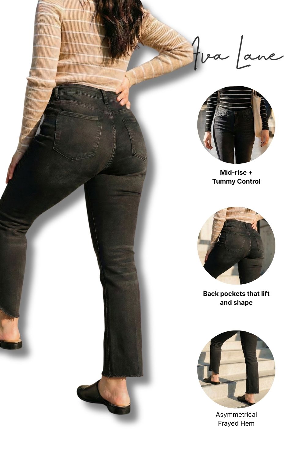 The Knox Mid-Rise Tummy Control Cropped Bootcut Jeans - Vintage Black