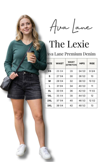 The Lexie Mid-Rise Stretch Denim Shorts - Black