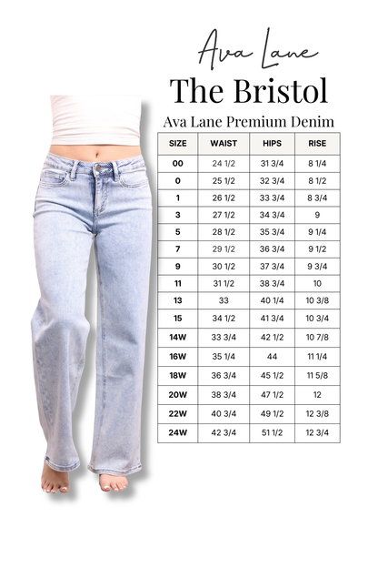 The Bristol Mid-Rise Tummy Control Wide Leg Striped Jeans