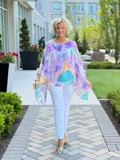 SHADES OF ORCHARD SILK TOP