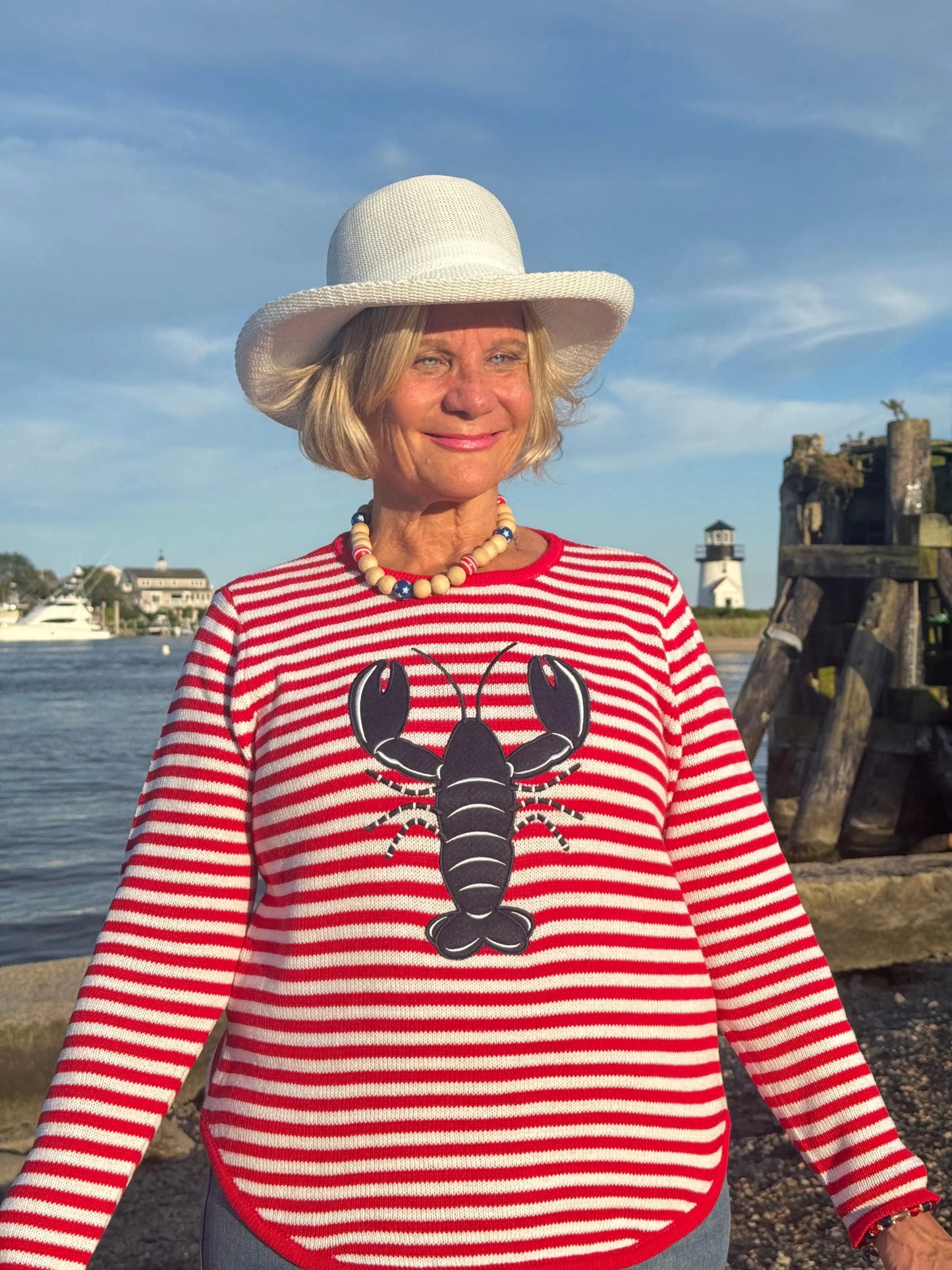 RED STRIPED LOBSTER SWEATER