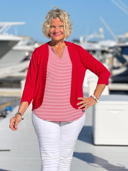 REGATTA RED STRIPED NOTCH TOP