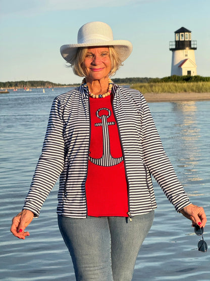 RED  NAVY STRIPED ANCHOR