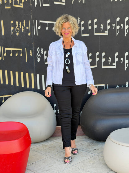 LULU-B WHITE METALLIC LINEN JACKET