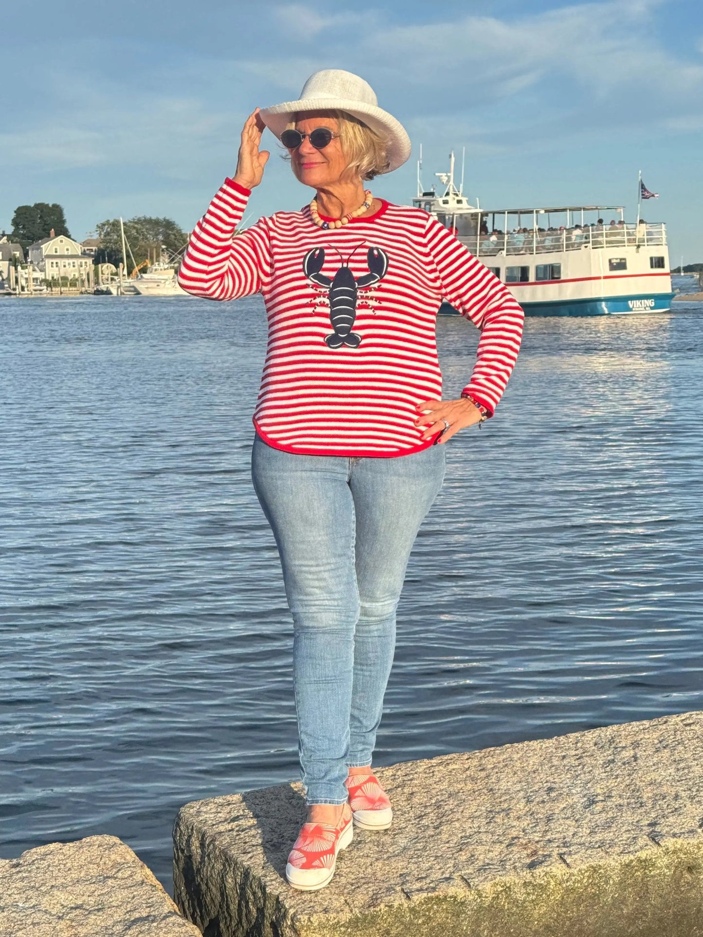 RED STRIPED LOBSTER SWEATER