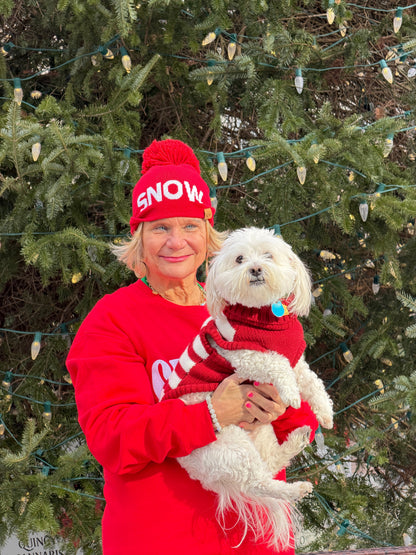 Red Snow Pom Hat