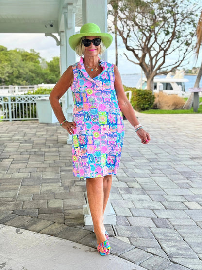 SANDY BEACH COLOR RUFFLE DRESS