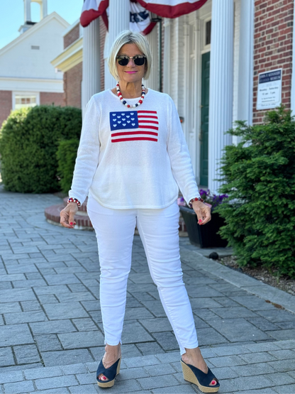 LULU-B WHITE FLAG SWEATER