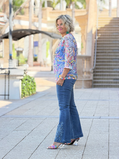 SHADES OF WATERBLUE MESH TOP