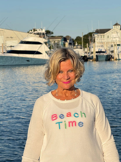 LULU-B WHITE BEACH TIME SWEATER