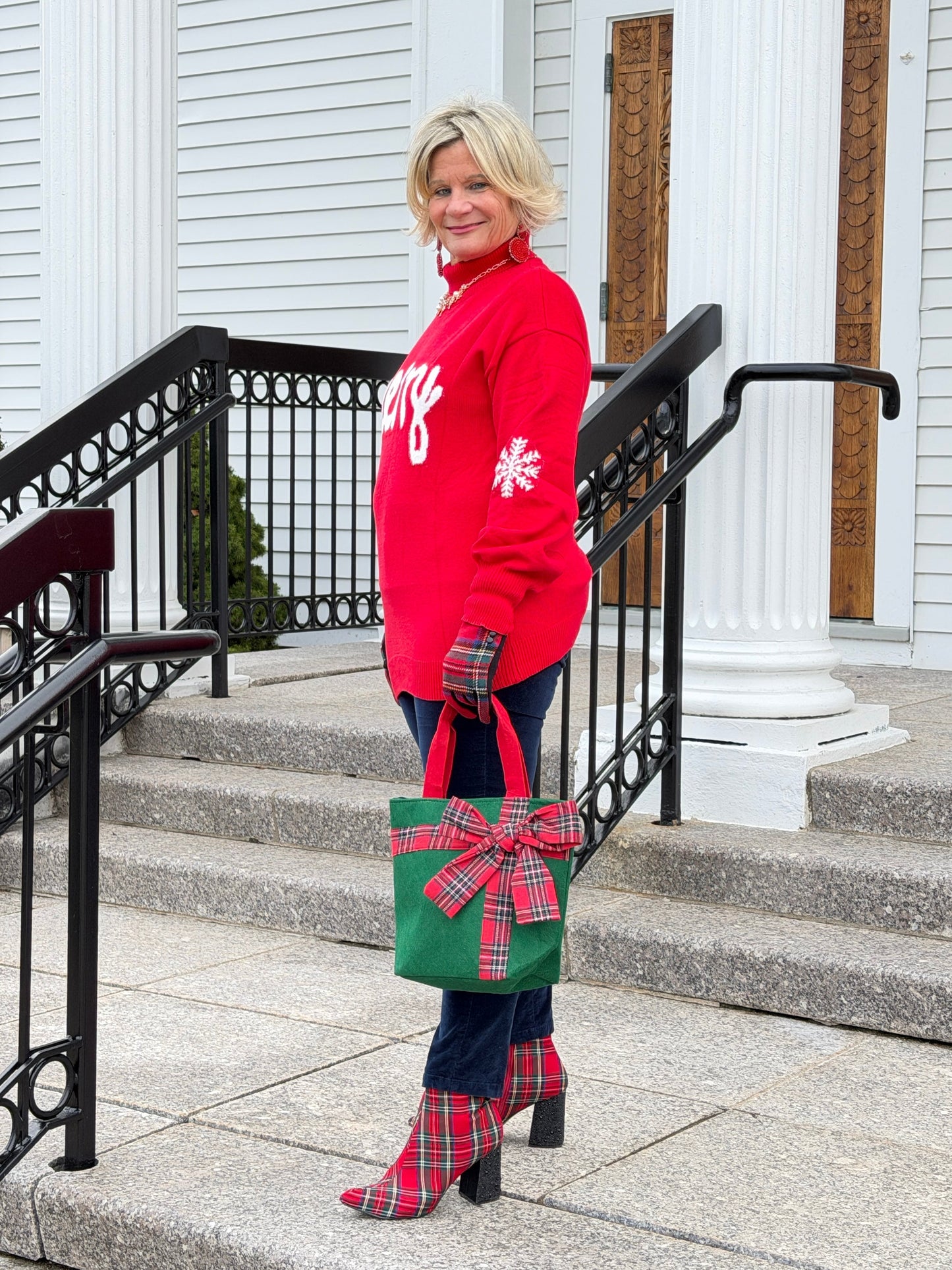 Merry Snowflake Pattern Christmas Turtleneck Sweater