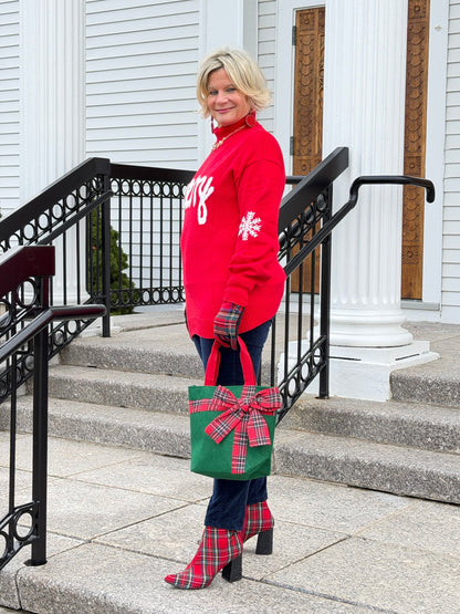 Merry Snowflake Pattern Christmas Turtleneck Sweater