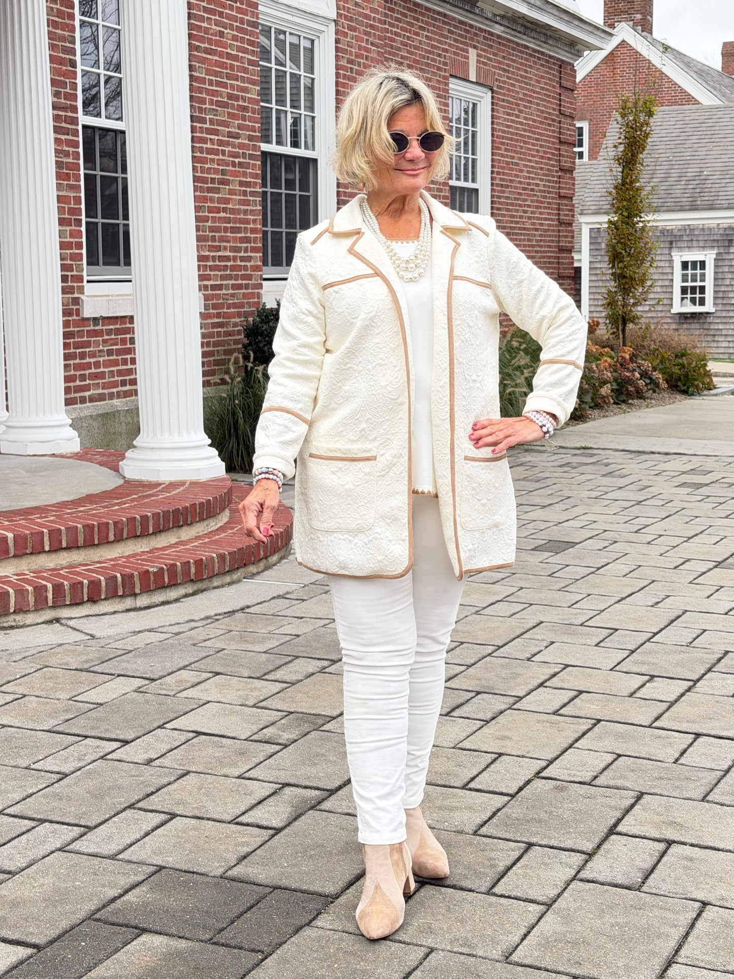 Piping Quilted Shearling Jacket