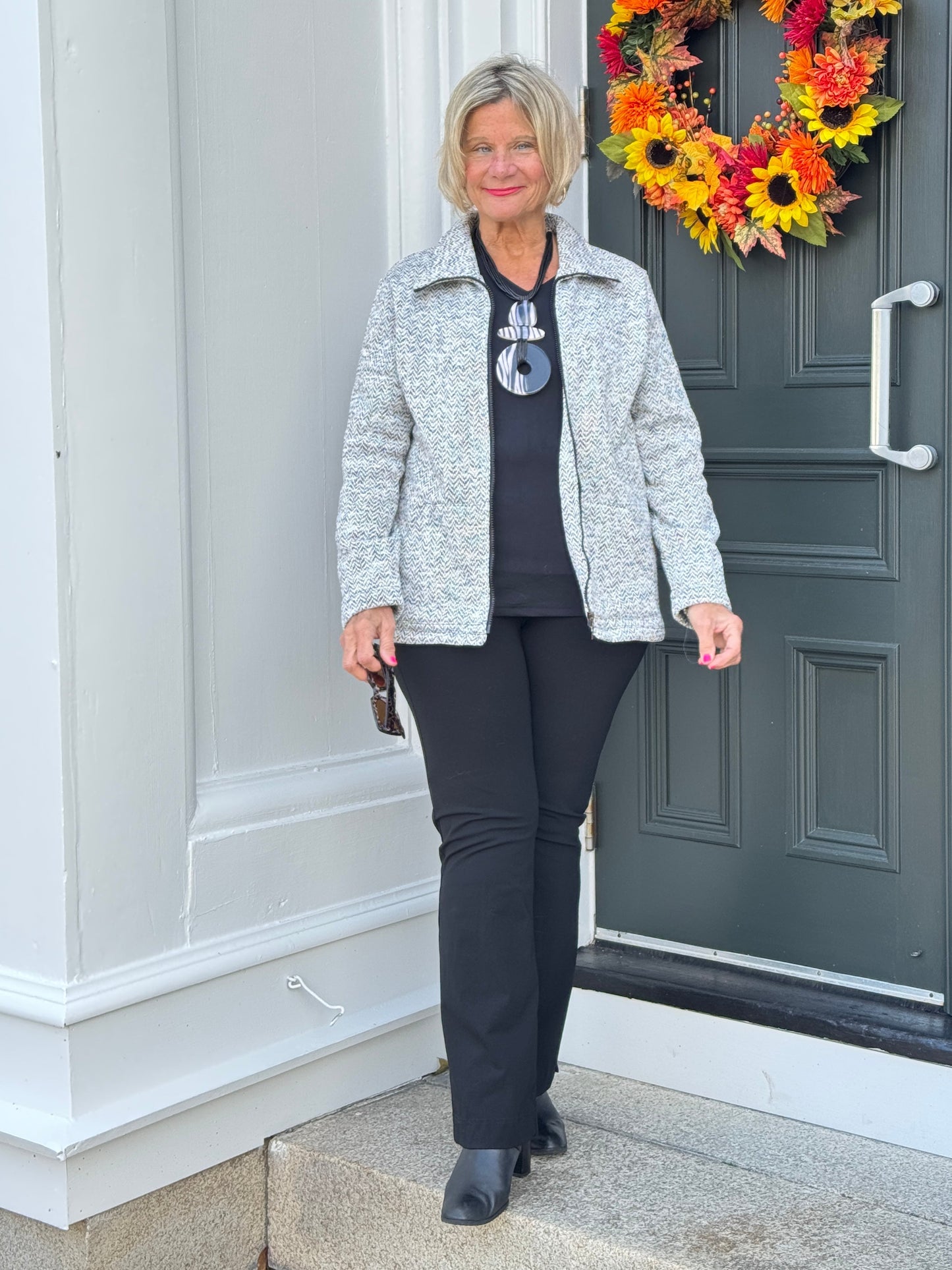 STYLING TWEED FULL ZIPPER JACKET