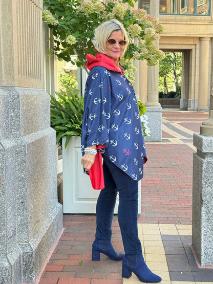 Navy / Red Reversible Rain Cape - Anchor Collection