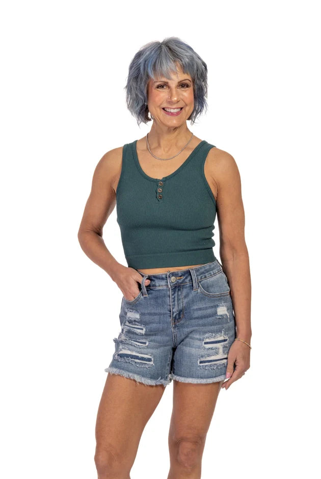 Women's Ribbed Button Detail Bralette