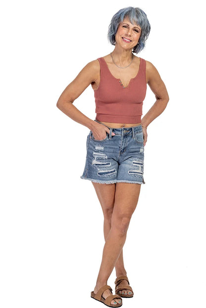 Women's Ribbed Button Detail Bralette