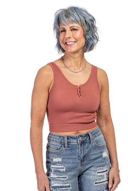 Women's Ribbed Button Detail Bralette