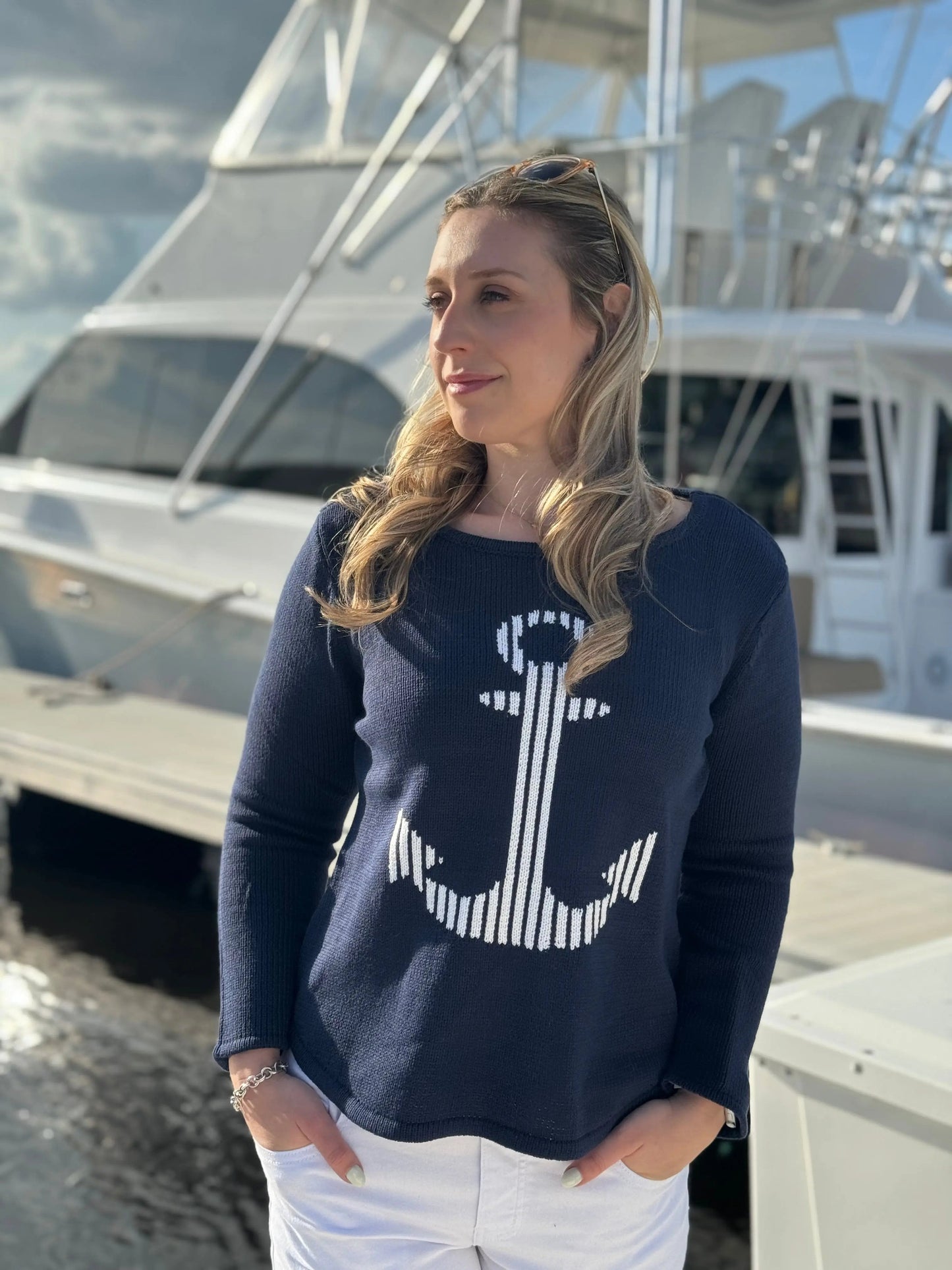 NAVY ANCHOR SWEATER