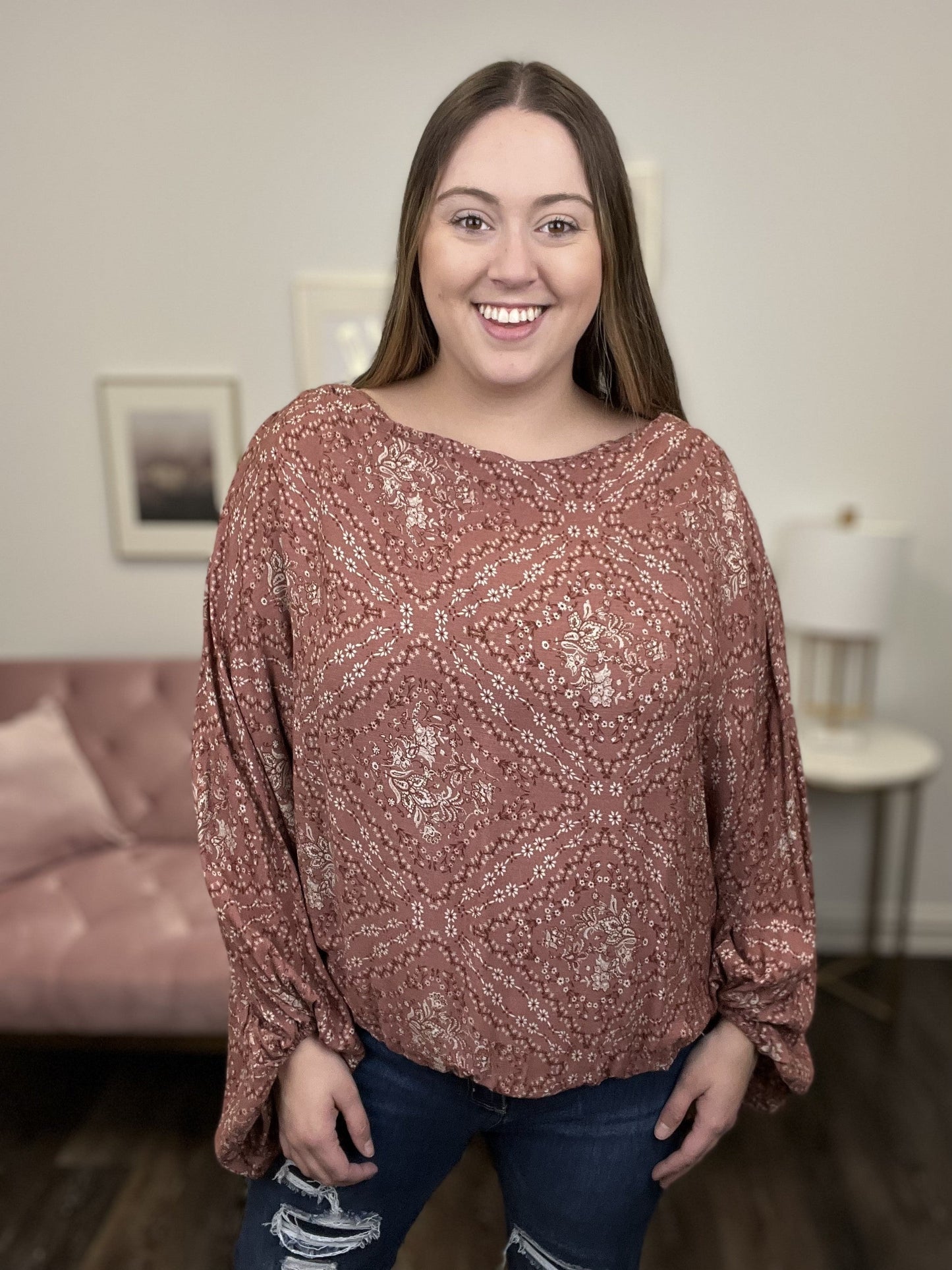 All Ashore Women's Satin Long Sleeve Top