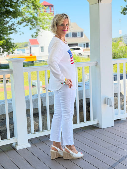 LULUB DOCKSIDE WHITE STAR FLAG SWEATER