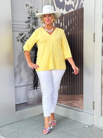 LULU-B YELLOW TAILORED V SLEEVE TOP