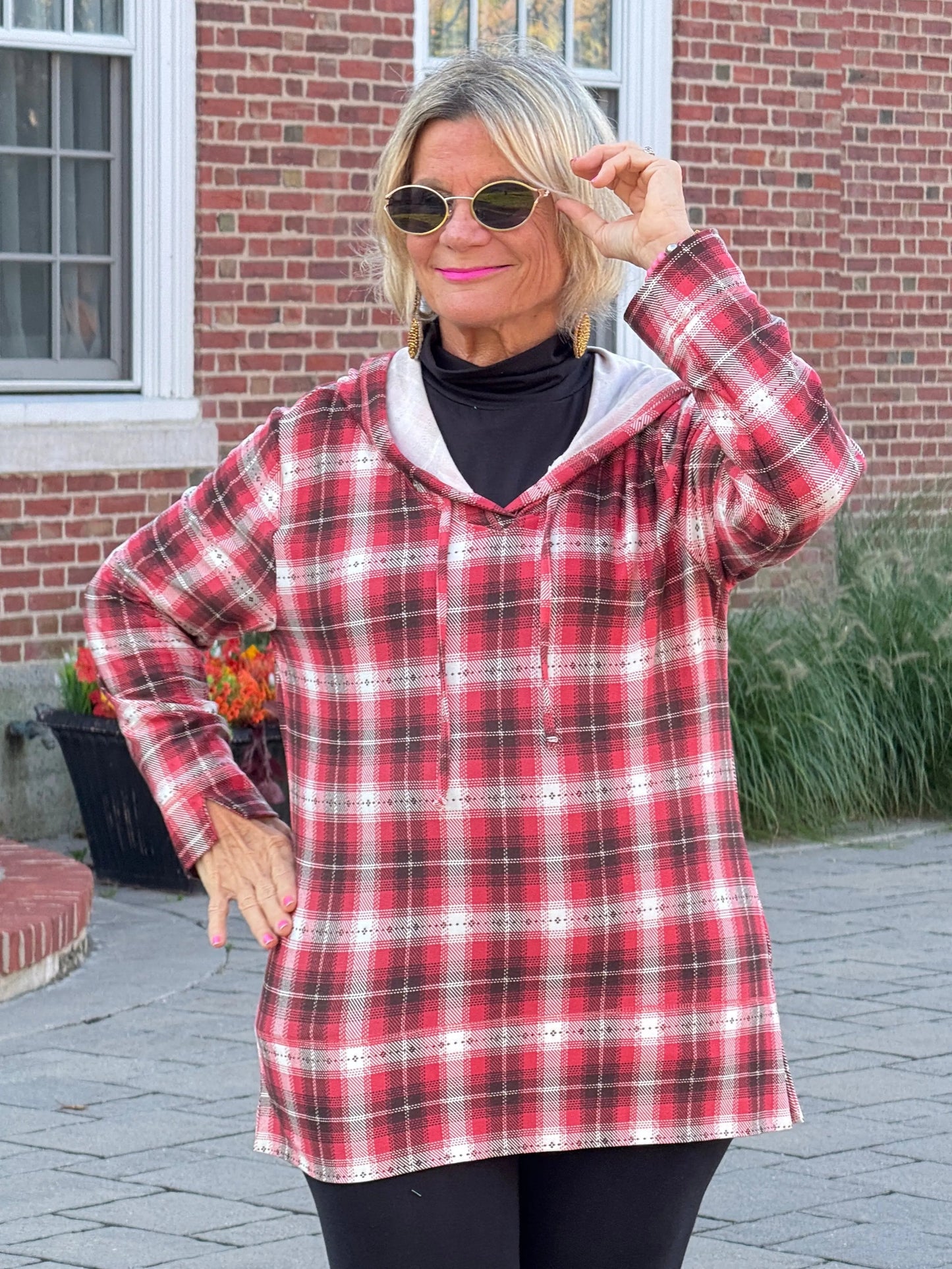 Rust Plaid Fall Day Hoodie