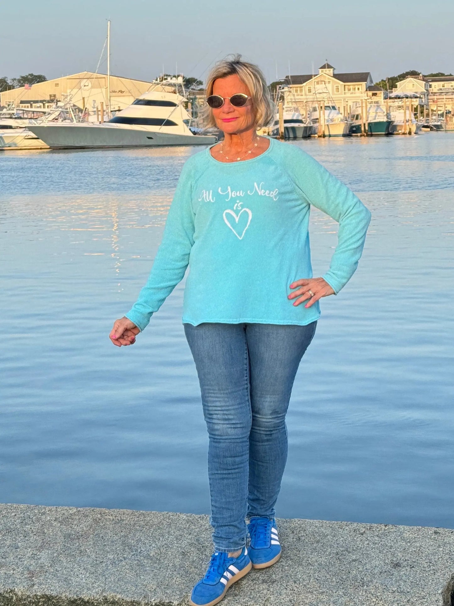 SEA FOAM ALL YOU NEED IS LOVE SWEATER