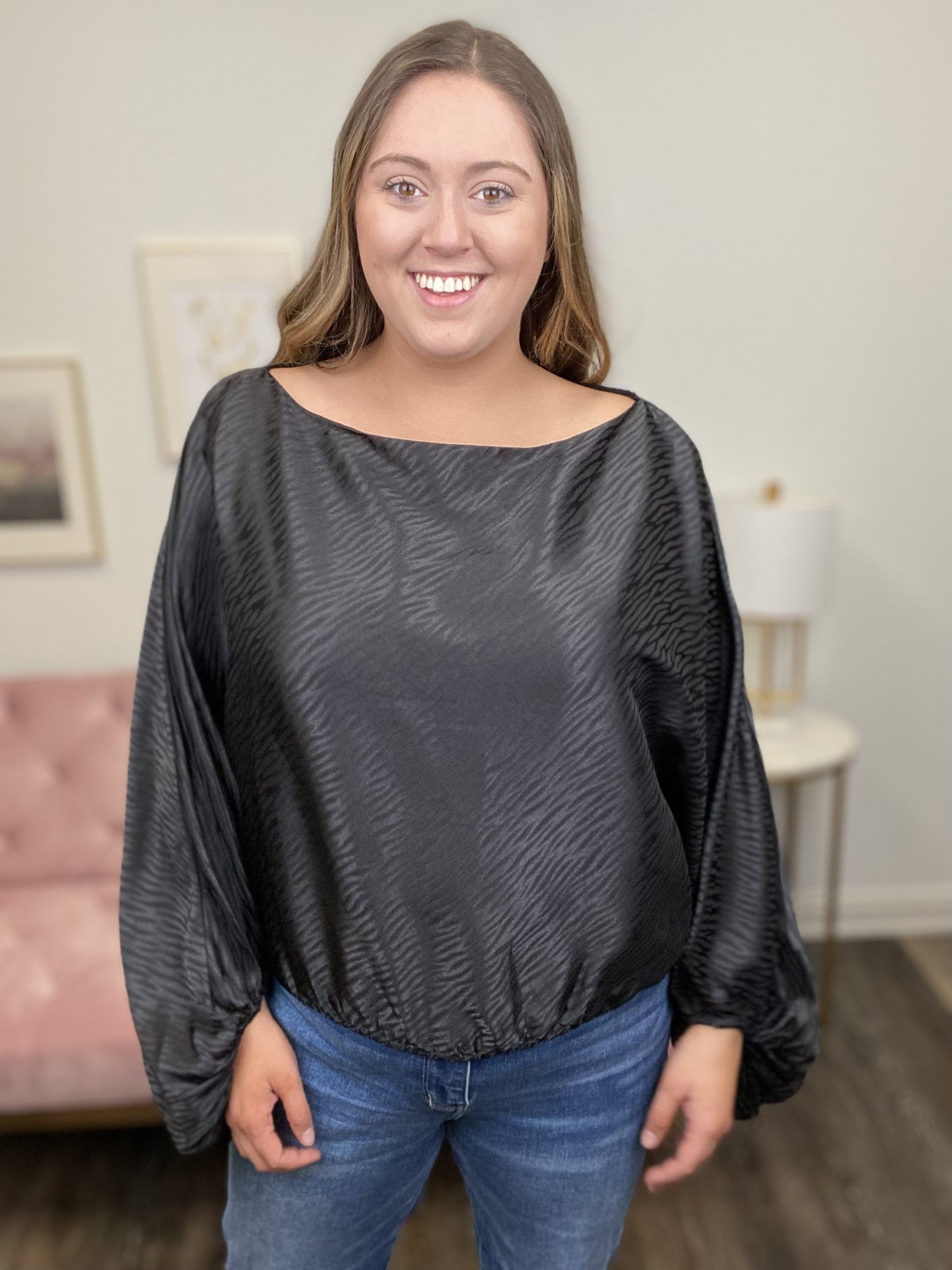 All Ashore Women's Satin Long Sleeve Top