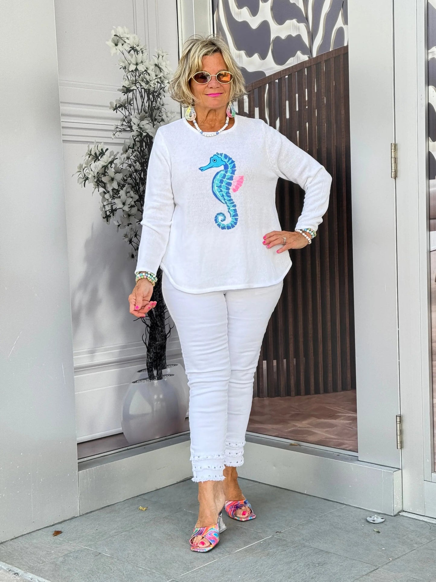 LULU-B WHITE SEAHORSE SWEATER