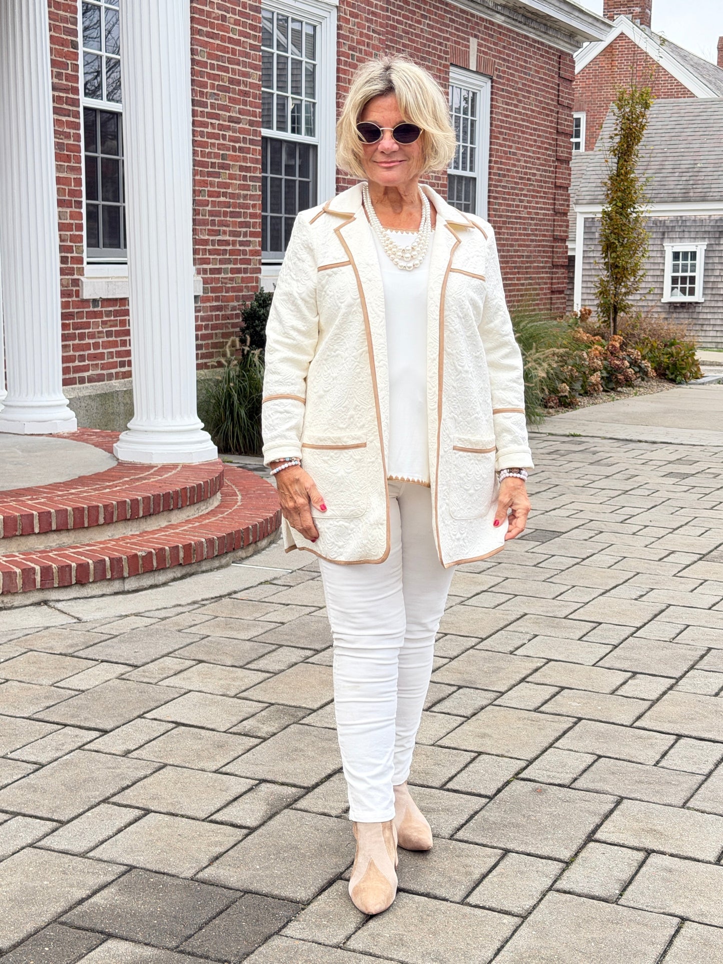 Piping Quilted Shearling Jacket