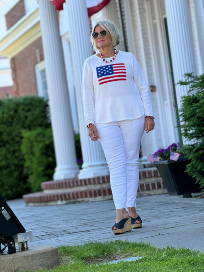 LULU-B WHITE FLAG SWEATER